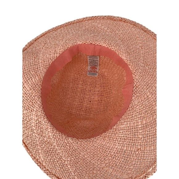 Dorothy Perkins Pink Straw Sun Hat Charm Ribbon 3715 Floppy Packable Resort - Picture 7 of 11